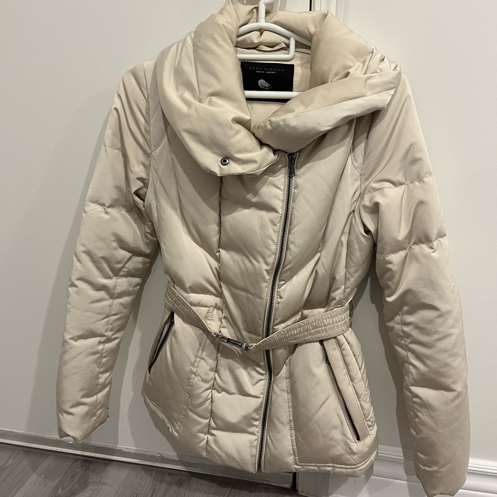 Zara Beige Down Jacket
